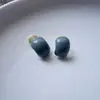 Aretes de Botón de Frijol con Esmalte Goteante Púrpura Qi Donglai~Sensación de Alta Gama, Lujo Ligero Elegante, Moda de Nicho, Aretes Retro Franceses Simples
