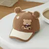 Gorra de Béisbol Infantil con Logo de Oso para Primavera y Otoño, Gorra de Dibujos Animados con Visera Curva, Sombrilla Ajustable para Uso al Aire Libre