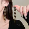 Brincos de Corrente Longa com Garras Exageradas Elegantes de Prata S925 com Strass para Mulheres Brincos com Franjas de Diamante Colorido Europeus e Americanos Brincos da Moda