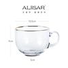 Venta al por mayor del fabricante Phnom Penh Taza de desayuno Ins Vidrio transparente Taza de leche con asa Taza para yogur avena Estilo Ins