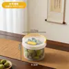 Contenedor de plástico transparente redondo BNBSR con asa, sello hermético, apto para almacenar aceitunas y otros alimentos en conserva