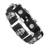 Pulseira de Couro PU Caveira Punk Europeia e Americana Pulseira de Liga de Zinco Retrô para Homens Moda Transfronteiriça Adornos de Couro Atacado