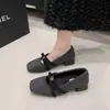 Zapatos retro de lana estilo francés Mary Jane, nueva colección primavera/otoño 2026, tacón grueso, tacón alto, forro de felpa, zapatos para mujer
