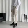 Pantalones Casuales Rectos Ajustados de Nueve Puntos para Hombre Tela de Alta Calidad Caída Negra Pantalones de Traje de Otoño Pantalones Skinny Venta al por Mayor