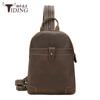 Mochilas y bolsos de pecho multifuncionales personalizados de cuero Crazy Horse para hombres y mujeres, bandolera de un solo hombro estilo retro británico de doble propósito.