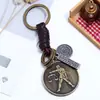 Llavero de Cuero Tejido Artístico Retro de los 12 Zodiacos, Llavero Unisex de Cuero Genuino para Coche