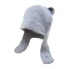 Chapéu de Tricô com Orelhas de Urso de Pelúcia Transfronteiriço Chapéu de Desenho Animado Outono e Inverno Chapéu de Esqui Outdoor com Punho Chapéu de Lã Quente Europeu e Americano