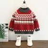 Suéter Rojo para Niños Otoño e Invierno Jersey Tejido 2025 Estilo Nuevo Grueso para Niños Ropa de Lana de Año Nuevo Elegante