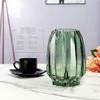 Florero de vidrio geométrico de borde vertical estilo europeo para escritorio, florero de cristal transparente colorido creativo