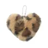 Pingente de Coração de Pelúcia Fofo, Decoração de Bolsa de Coração com Estampa de Leopardo, Acessórios de Cabelo, Decoração de Boneca em Formato de Coração para Máquina de Pegar