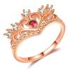 Joyas de plata de origen transfronterizo, anillo original de corona de oro rosa pequeño y hermoso, anillo de moda europeo y americano con circonitas de lujo ligeras para mujer