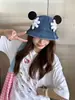 Sombrero de Sol de Vaquero con Mano Grande de Mickey de Dibujos Animados para Mujer, Sombrero Cubo Versátil para Adelgazar la Cara, Sombrero de Pescador Vintage Lavado con Visera