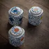 Latas de Té de Cerámica tamaño pequeño Portátil Sellado Latas Vacías de Alta Gama Vintage Almacenamiento Juego de Té Almacenamiento Té Pu'er Latas de Té Despertar