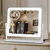 Espejo de Maquillaje LED Táctil Inteligente con Luz, Marco de Metal, Espejo de Tocador de Alta Definición, Espejo de Maquillaje LED Giratorio de Escritorio