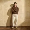 Pantalones de pana para hombre con dobladillo enrollado, diseño de moda de otoño, pantalones casuales, marrones, de pierna ancha, de pierna recta, pantalones largos