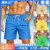Pantalones Cortos de Playa de Secado Rápido para Hombre Transfronterizos con Cintura Elástica y Cordón, Pantalones Cortos de Cinco Puntos de Corte Holgado, Pantalones Cortos de Natación Estilo Resort Costero al por Mayor