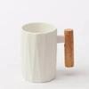 Taza de Cerámica Dehua Taza de Leche Forma de Diamante Modelo Mate con Mango y Tapa de Madera Cuchara, Logo Personalizable, Textura Mate