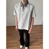 Camiseta Polo Retro Americana de Dos Piezas Falsas de Manga Corta para Hombre 2026 Nuevo Estilo Empalme a Cuadros Ropa de Media Manga para Hombre Verano