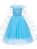 Vestido de Princesa Elsa sin Mangas Frozen Elsa Vestido de Niña Azul Falda Abullonada Dropshipping Transfronterizo