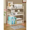 Prateleira de armazenamento de mesa, organizador de mesa multicamadas, estante de mesa de ferro para dormitório estudantil, prateleira em níveis para mesa de escritório
