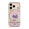 Capa magnética popular criativa colorida com padrão de grade adequada para capa de telefone Apple 18 Pro Max, suporte para iPhone 17, 16 desenhos animados