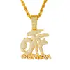 Colar Pingente Cruzado Hip-Hop Full Diamond Patchwork de Letras Punk Tendência Personalidade Rap Cuban Joias Atacado