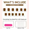Unhas Vestíveis Estilo Simples Transfronteiriças Europeias e Americanas Quadradas Curtas Cor Nude Pura Manicure Adesivos 24 Peças Removíveis Produtos Acabados Atacado