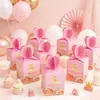 Caixa de doces de aniversário para menina rosa, caixa de embalagem de presente criativa em formato de coração e cauda de peixe, adequada para a festa de primeiro aniversário do bebê e mesa de sobremesas