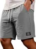 2026 Amazon Nuevos Pantalones Cortos Bermuda Casuales de Color Sólido Ajuste Holgado para Hombre de Algodón y Lino con Cordón Pantalones Cortos de Playa
