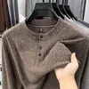 Camiseta de manga larga con cuello redondo para hombre, nuevo estilo otoño/invierno, con punto de lana, capa base para hombre, disponible para ventas por transmisión en vivo en tiendas físicas