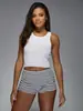 Pantalones cortos de gofre a rayas transfronterizos europeos y americanos más vendidos para mujer, de cintura alta, corte ajustado, sexys, casual para casa, elásticos, ajustados, hot pants