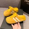Sapatos Bucken preguiçosos super quentes de um passo com sola grossa e aumento interno, chinelos de meio dedo coberto para mulheres, primavera exterior 2025 novo