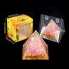 Adorno de Pirámide de Bola de Cristal Natural, Pieza de Decoración para el Hogar de Grava de Cristal Recubierta de Resina, En Caja