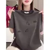 Artículos de Lujo Ligero de Gama Alta~Camiseta de Manga Corta con Estampado de Corazones para Mujer, Verano Holgada Cuello Redondo, Moderna, Sencilla, Top Casual, Talla Grande