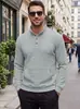 Camisa polo de punto gofre para hombre con bolsillos tridimensionales, cuello Henry, manga larga, sudadera casual para exteriores de comercio exterior TK para hombre