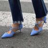 Nuevas Sandalias Huecas de Tacón Alto de Aguja Estilo Comercio Exterior Primavera y Verano, Tallas 40-43, Talla Grande, Puntiagudas, de Gamuza, con Tiras Cruzadas