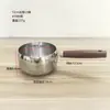 Panela Anti-respingos de Óleo de Aço Inoxidável Transfronteiriça Panela para Óleo Quente Panela com Cabo de Madeira Alongado Panela Pequena para Fritar Mini Panela de Aço Espesso com Cabo Panela para Óleo