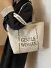 Bolsa de lona con estampado de letras grandes para mujer Tailandia, nueva textura 2024, bolso de hombro casual de moda