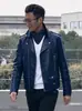Jaqueta de Couro Masculina Amarela e Preta, Jaqueta de Couro PU Estilo Regular, Nova Jaqueta de Couro Masculina Estilo Coreano 2026 Tamanho Grande para Motociclista