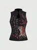 Chaleco sin mangas con estampado de flores para primavera y verano, cuello halter, estilo chica picante, corte ajustado, cuello Qipao, múltiples estilos, tops al por mayor para mujer