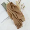 Bufanda de Lana 100% de Color Sólido para Hombre, Estilo de Alta Gama Otoño e Invierno, Chal Versátil Simple para Pareja al por Mayor