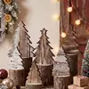 Nuevo Árbol de Navidad de Madera con Grano de Madera Retro Centro de Mesa Navideño Adorno de Mesa Set de Decoración Navideña