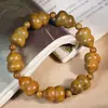 Pulsera de Calabaza Multigemas de Palo de Rosa y Sándalo, Pulsera de Cuentas Budistas de Palo de Rosa y Madera Floral para Hombres y Mujeres, Artesanía de Madera de Nicho Cuentas de Oración