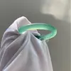Autêntico ÁgataTipo Gelo Verde Óleo Calcedônia Yuan Shan Dai Pulseira Larga Jadeíta Azul Água Clara Água Verde Pulseira de Jade
