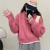Cardigã curto de tricô com capuz para mulheres, novo casaco de suéter para outono e inverno, estilo solto e casual