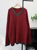 Nuevo Suéter de Punto con Lentejuelas de Longitud Media con Cuello en V Otoño/Invierno 2026 Estilo Coreano Holgado Casual Pulóver para Mujer