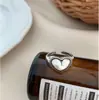 Anillo abierto retro con forma de corazón para mujer, anillo moderno personalizado de Plata Tailandesa Antigua para el dedo índice de niña