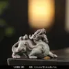 Nuevo Adorno de Mascota de Té de Cerámica Estilo Chino Kiln Ge de la Suerte Pixiu, Pieza Exquisita Adecuada para Cuidar, Decoración para Mesa de Té con Agrietamiento, Ceremonia del Té, Juego de Té
