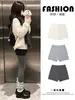 Pantalones cortos de punto para mujer, se pueden usar por fuera, para otoño e invierno, de cintura alta, combínalos con botas, pantalones cortos de lana calientes, para mujeres petite, negros, ajustados a la cadera, pantalones de bota
