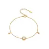 Tobillera Omaca Estilo Ins Pequeña Fresca Elegante Flor de Cinco Pétalos Incrustada Zirconia 5A Súper Brillante Acero Inoxidable Chapado en Oro Real de 18K